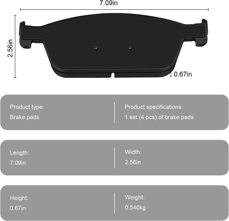 SUPLABEL HZ1668 Front Brake Pads Replacement for Ford 13-19 Escape 14-23 Transit Connect, 2014 2015 2016 2017 2018 2019 Ceramic Brakes Pads - Image 2